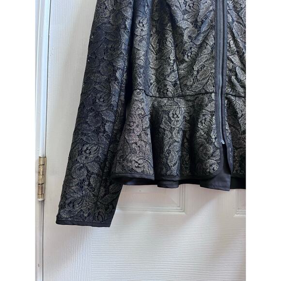 Hinge Overlay Lace Full Zip Peplum Jacket Small Goth Victorian Dark Romance - Picture 7 of 13